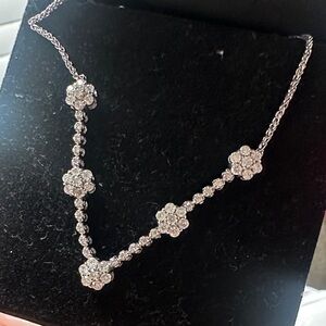 Macy’s Wrapped In Love Diamond Tennis Flower Necklace (14K White gold)